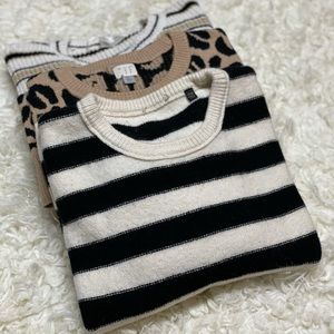 Exposed seam striped sweater